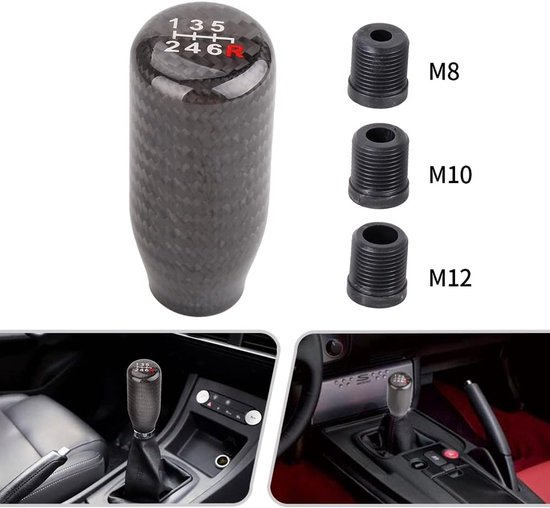 Schakelpookknop - Versnellingspook - Auto Interieur Upgrade - 6 Snelheid Tekening - 3 Adapters - Zwart — afbeelding 2