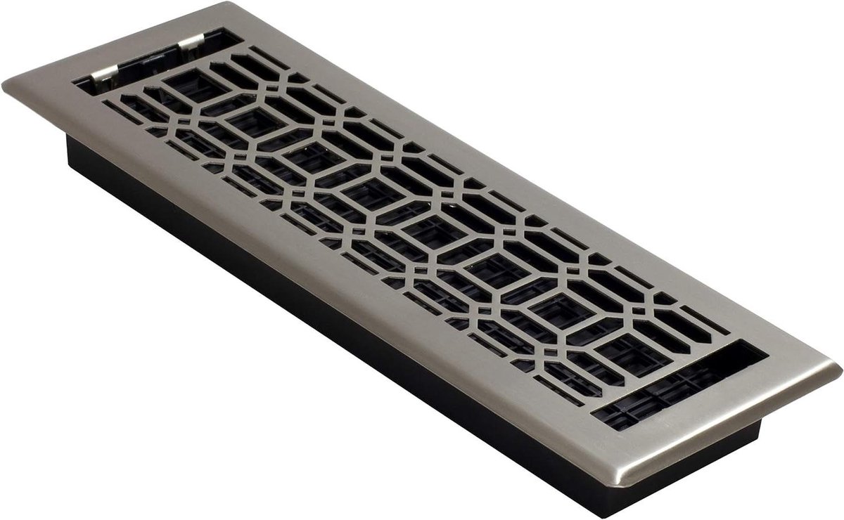Vloerregister - Ventilatierooster - Ventilatie Afdekken - Makkelijk Installeren - 4 x 14 Inch - Geborsteld Nikkel