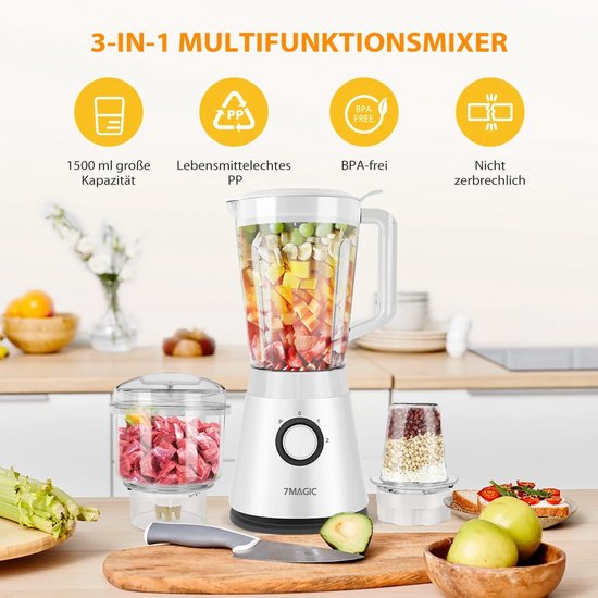 Seth Select 6-in-1 Blender 1500ML - Smoothie Blender, Vleesmolen & Sapcentrifuge - Krachtige Keukenmachine met IJskracht — afbeelding 2