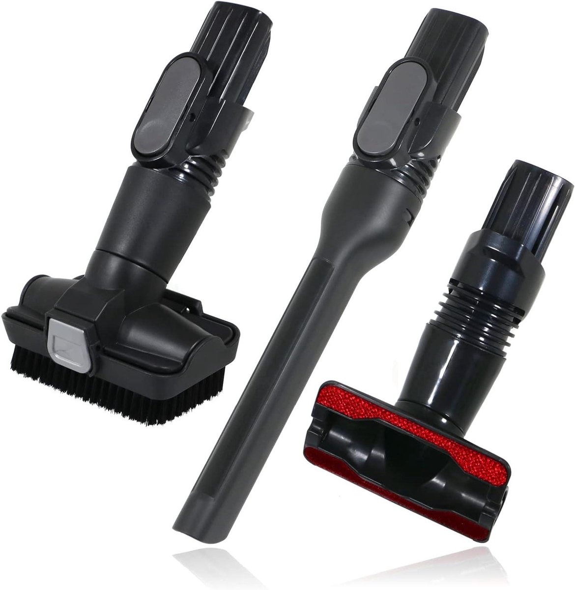 Stofzuiger Accessoireset - Opzetborstels en spleetgereedschap - Grondig Huis Reinigen - 3-delige universele kit - 360° Draaibare Hals - Grijs