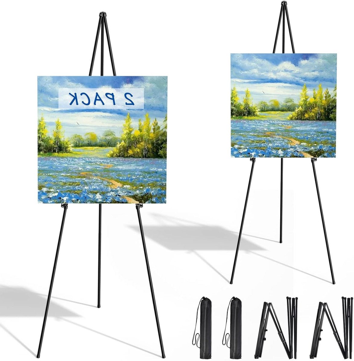 Display Ezel - Vloer Standaard - Presentatie Tonen - Opvouwbaar Draagbaar - 160 cm Hoog - Zwart