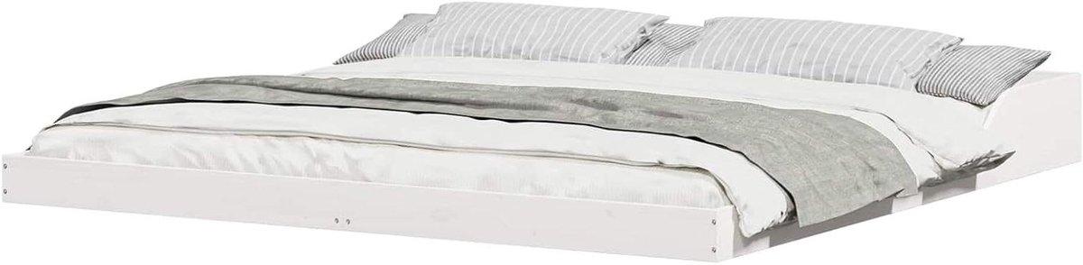 Bedframe Massief Grenenhout - Houten Bedframe - Slaapkamer Inrichten - Platform Ontwerp - 200 x 200 cm - Wit