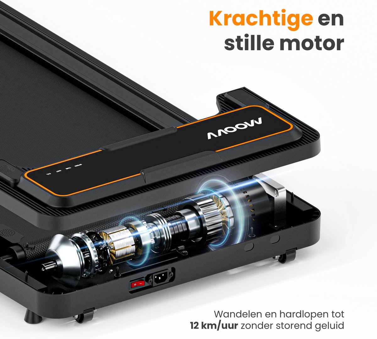 Afbeelding 3 van Moovv SmartStep Pro v2 - Loopband Inklapbaar 1-12km/u - Met Accessoires - Walking Pad - Inklapbare Treadmill - Opvouwbare Wandelband Elektrisch - Fitness voor Thuis