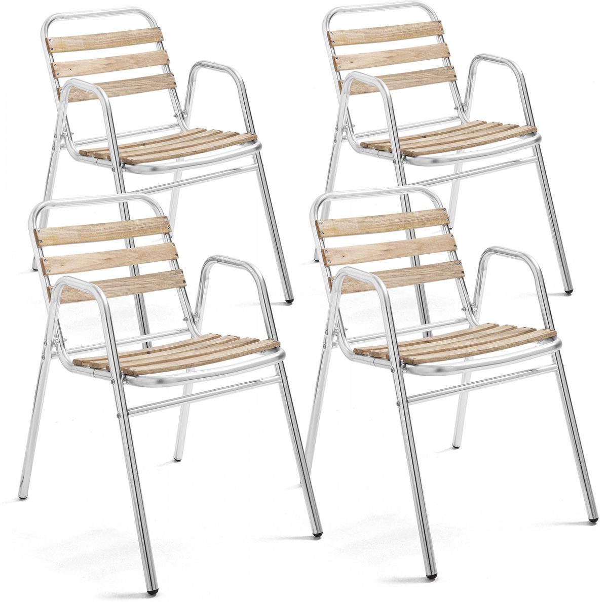 Oviala - Set van 4 grijze tuinstoelen - Times Square