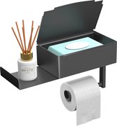 Porte-papier Toilette Double Avec étagère - En Acier Inox - Montage Mural Avec Vis Ou Adhésif