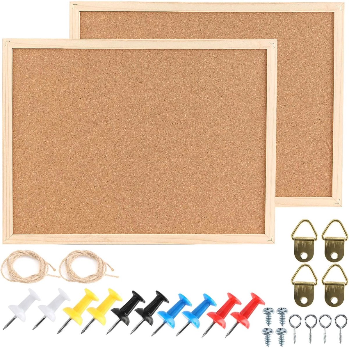 Kurkbord Set van 2 - 30 x 40 cm Prikborden voor Wand en Kantoor
