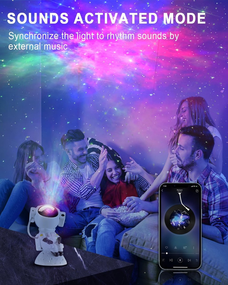 Bluetooth Astronaut Star Light Projector LED Slaapkamer Sfeer Nachtlampje Aurora Moon Nebula Galaxy Verlichting voor kinderen – foto 2