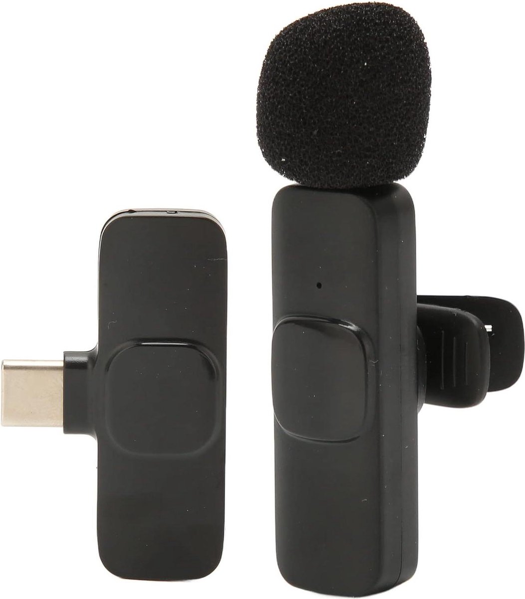 Draadloze Lavaliermicrofoon K8 USB C Mini-reversmicrofoon Plug-play Draadloze Microfoon 6-10 Uur Stand-bytijd voor Telefoon PC Tablet Vlog Video-opname - Lavaliermicrofoon - USB C - Draadloze Lavaliermicrofoon .