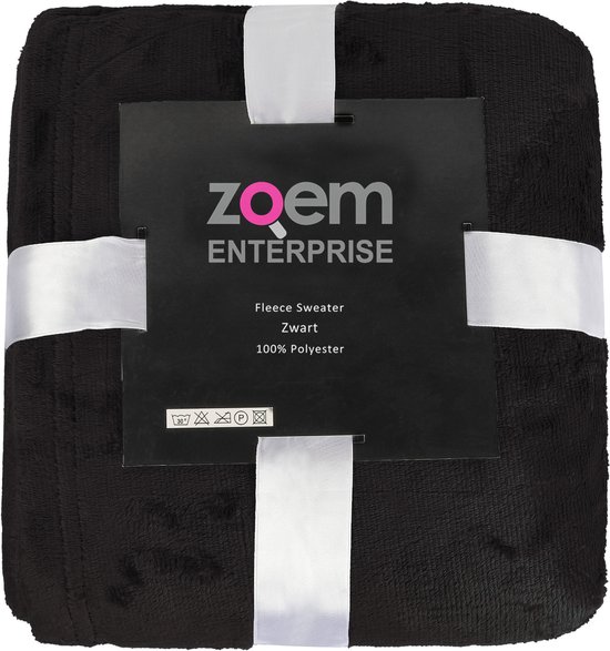 V&L comfortlifestyle - Fleece deken met mouwen - sweater - 280 gsm - Zwart - Snuggle Hoodie