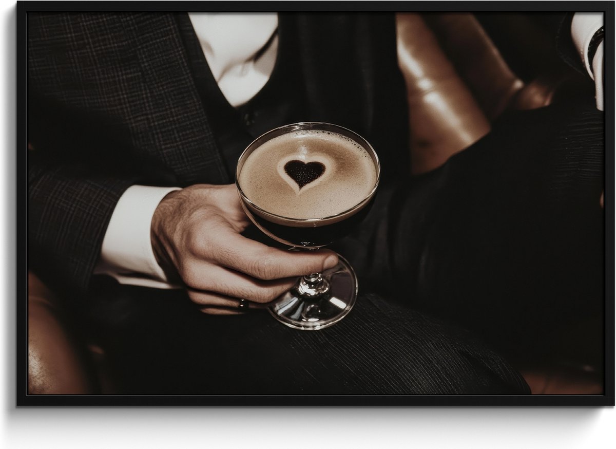 FrameYourWall Fotolijst inclusief poster - Posterlijst 120x80 cm - Posters - Hartje - Cocktail - Espresso Martini - Hand - Foto in lijst - Keuken decoratie muur - Wanddecoratie accessoires - Muurdecoratie - Schilderijen