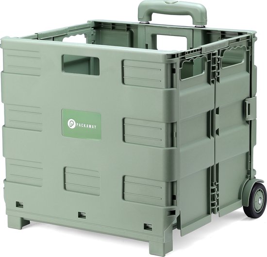 Packaway XL Opvouwbare Boodschappentrolley met wielen - Boodschappenkrat - Opbergbox - Boodschappenwagen - Vouwkrat - 50 Liter - Groen