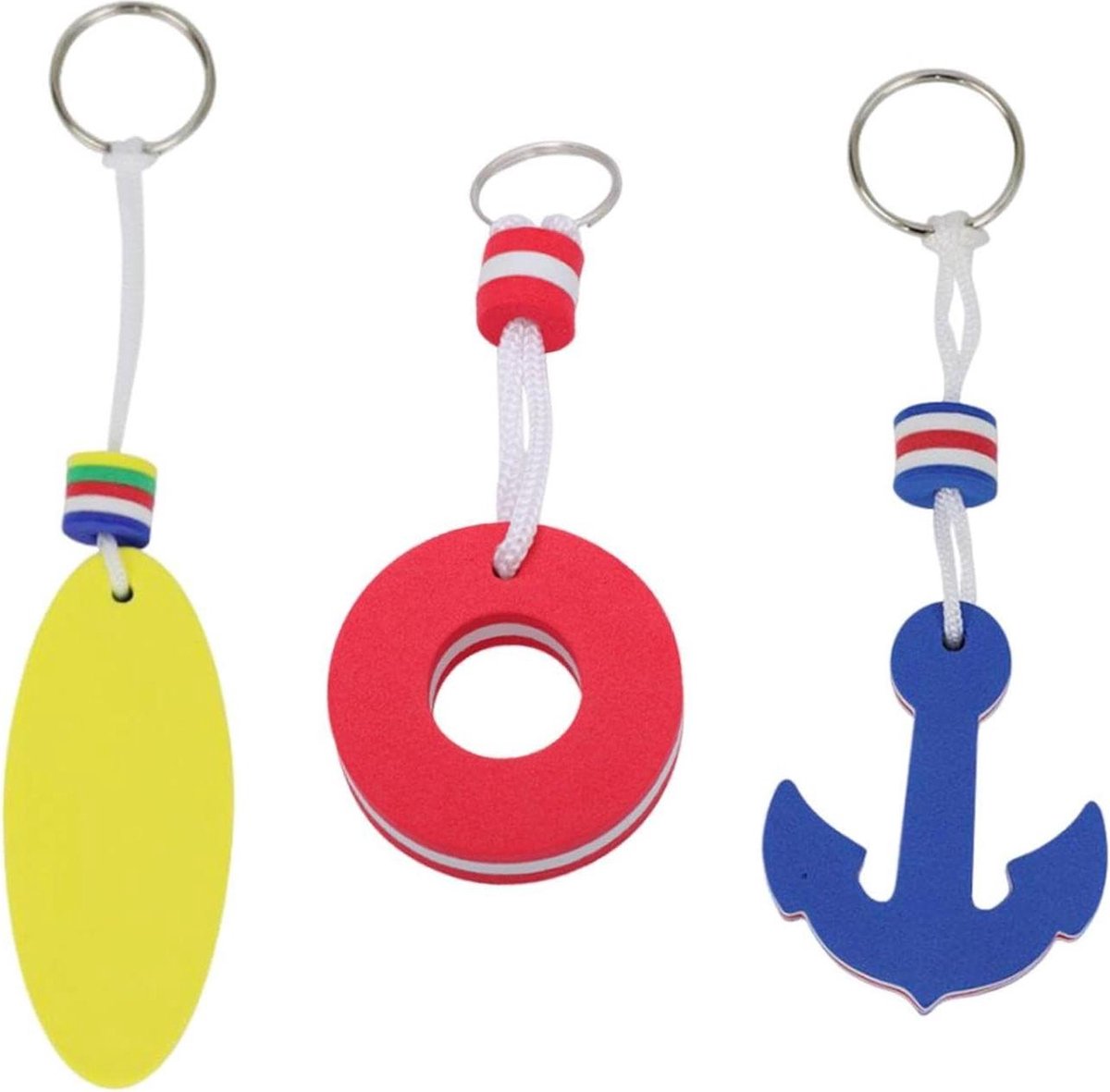 3 stuks drijvende sleutelhangers - Kapitein sleutelhanger zomerreisgeschenken - Geel M .