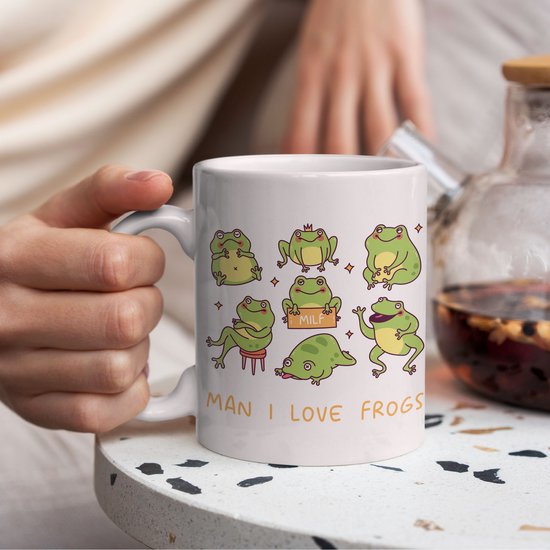 Creasowl® - MILF, Man I love Frogs - Kikker mok - Verjaardag cadeau - Koffiebeker - Cadeau voor moeder - Cadeau voor vrouw - Koffiemok - Theemok - Mok met spreuk - Koffie mok - Koffie beker