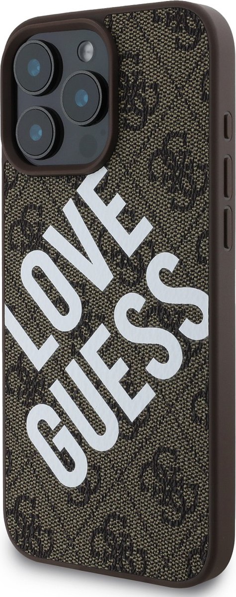 GUESS, Beschermhoes Geschikt voor Apple iPhone 16 Pro MagSafe Model 4G, Bruin