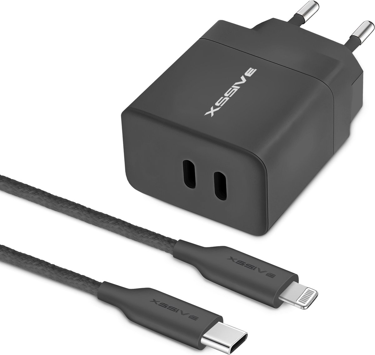35W Dual USB-C Power Adapter met geschikt voor iPhone Oplader Kabel - 1 Meter
