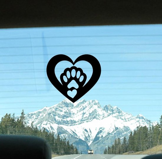 Set van 2 stickers poot en hart, 10 x 11 cm, hond kat stickers voor auto, motorfiets, muur, laptop, meubels, pootstickers, hondenpoot, zelfklevend, (K017 zwart mat Set van 2 stickers poot en hart, 10 x 11 cm, hond kat stickers voor auto, motorfiets, muur, laptop, meubels, pootstickers, hondenpoot, zelfklevend, (K017 zwart mat
