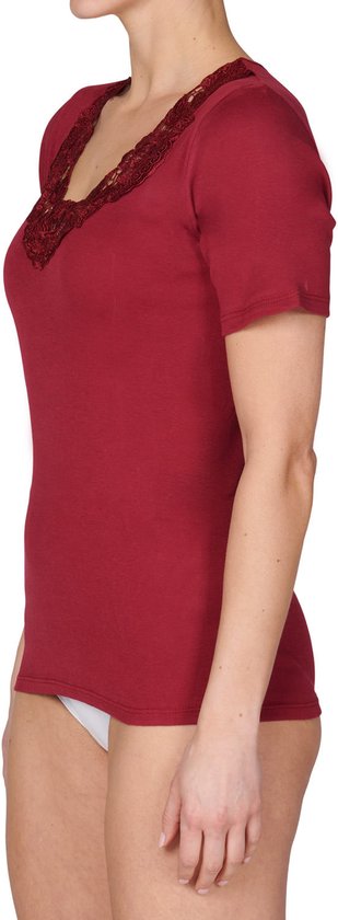 Toker Ladies Shirt dentelle, manches courtes 206/1 - 50 - Zwart