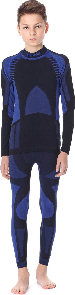 Ladeheid Set Thermobroek en Thermoshirt - Thermo ondergoed - Kinderen - Meisje - Jongen - Thermokleding – LA-SS-Kids-Therm1-Set - Zwart/Donkerblauw (Kinderen) - 2 - 122-128