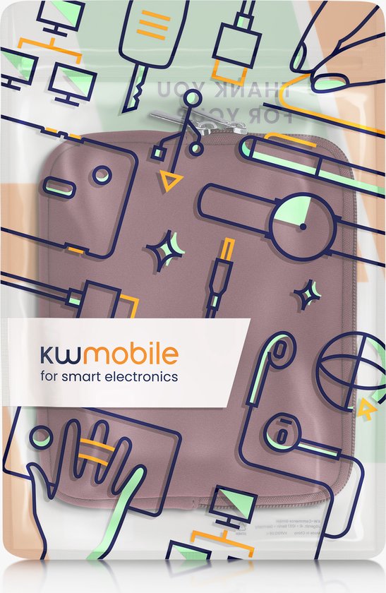 kwmobile Neoprene e-Reader Pouch Size 6,8-7" eReader - Universal eBook Sleeve Case with Zipper - Mulberry van Merkloos — afbeelding 3