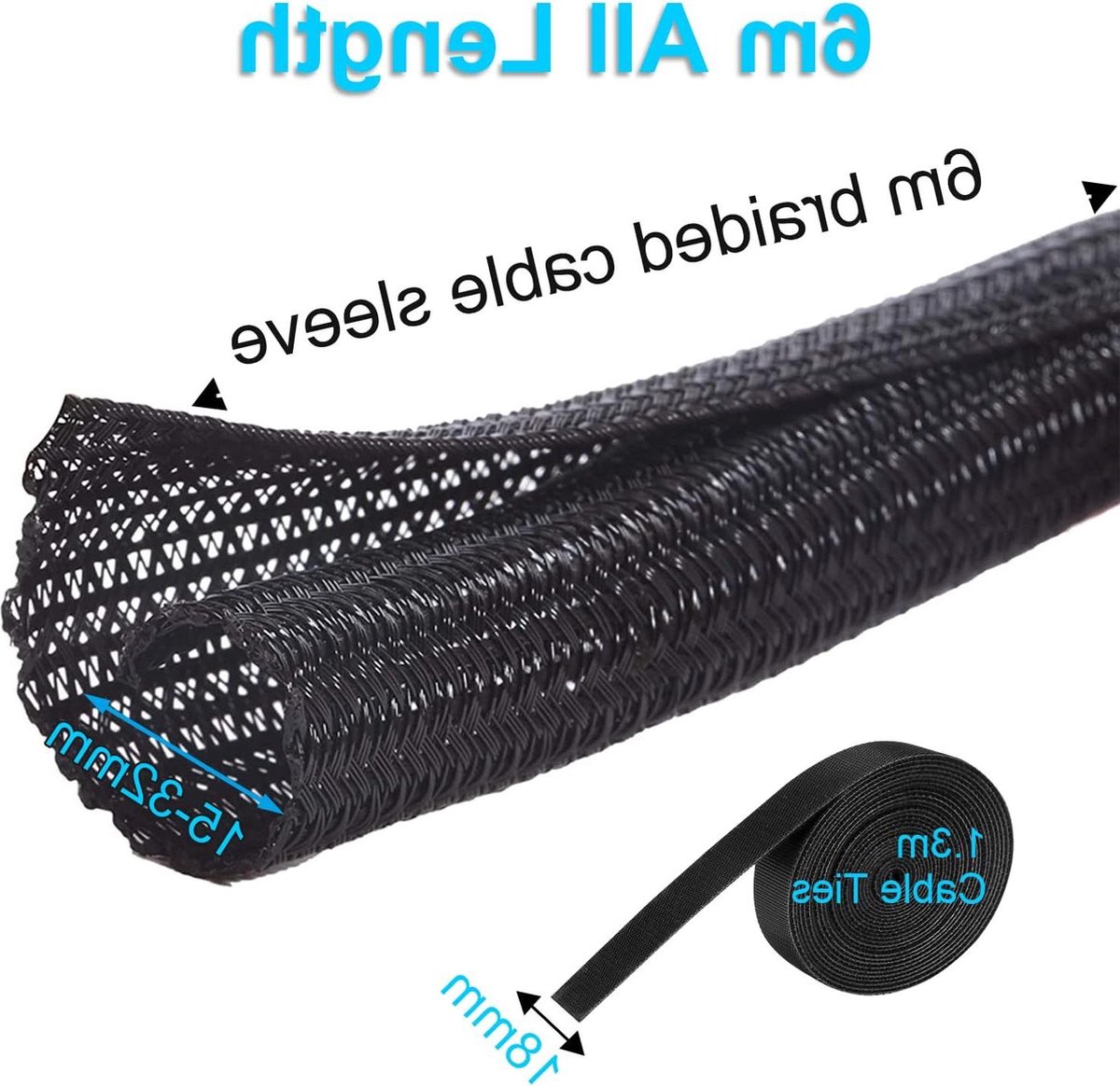 Cable Hose Self Closing Cable Protection Heat Shrink Tubes Charging Cable Bicycle Car - 16mm Diameter - 1.3m Length