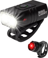Nuvance Fietsverlichting - Fietslamp - 6 standen - 1000 Lumen - Fietslampje - Voorlicht - Achterlicht - USB oplaadbaar