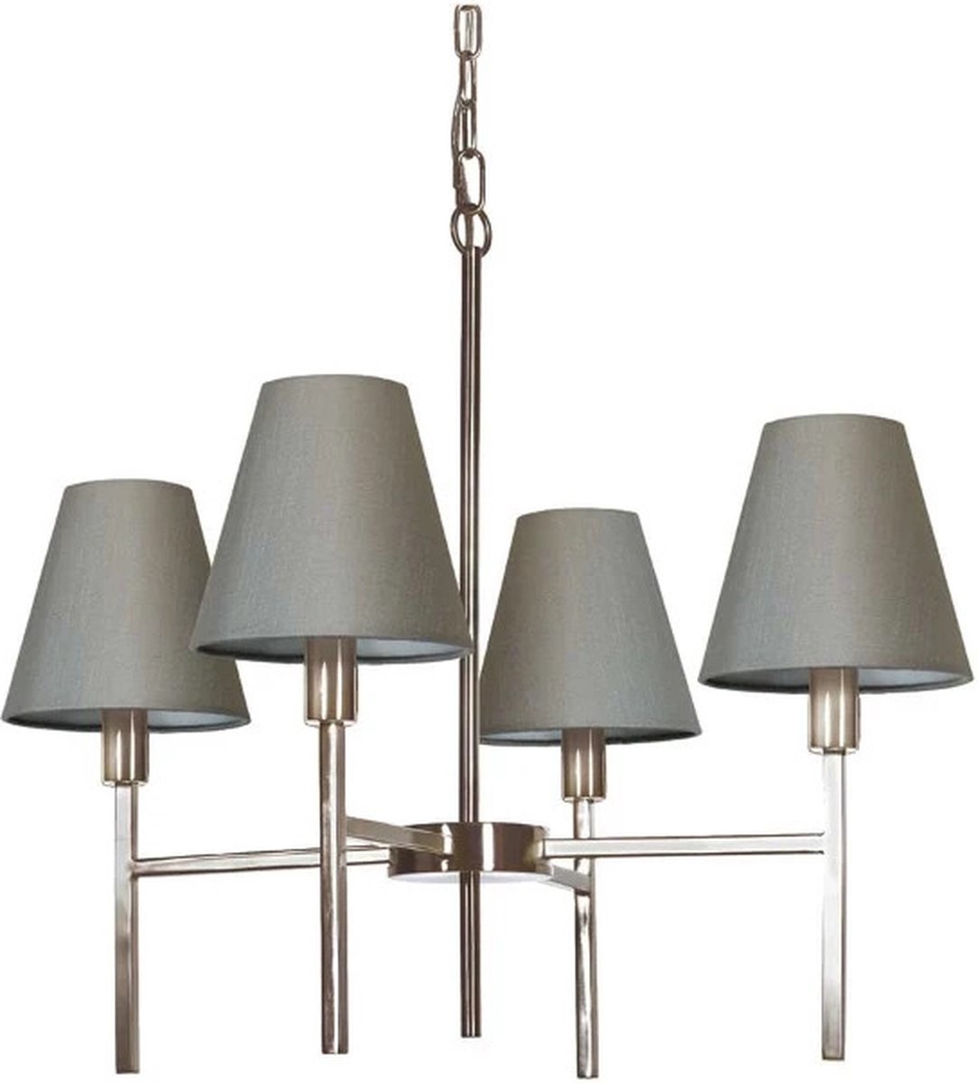 Elstead Lighting LED Kroonluchter | 4X E14 Max 25W | Dimbaar | Brushed Nickel, Grey Shades