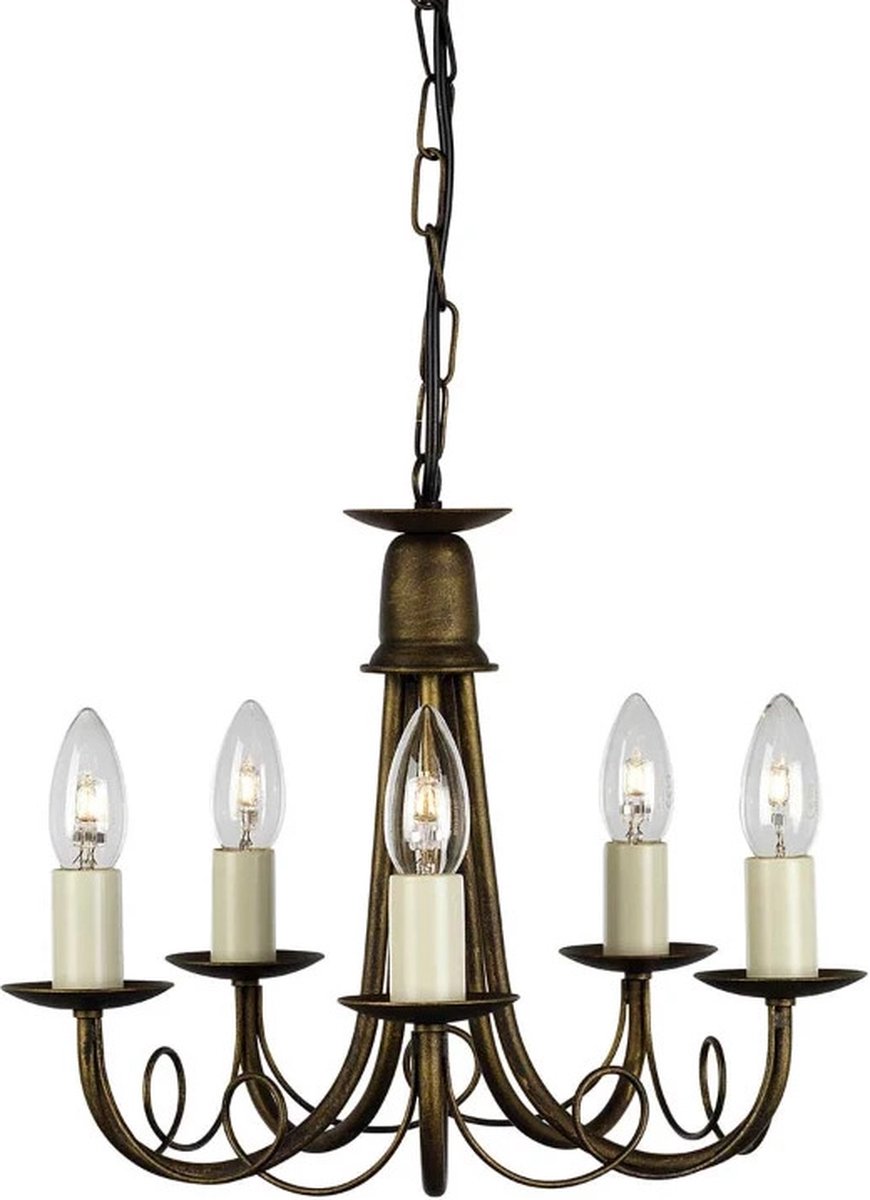 Landelijke Kroonluchter - Steady Lighting - Metaal - Landelijk - E14 - L: 37cm - Voor Binnen - Woonkamer - Eetkamer - Zwart