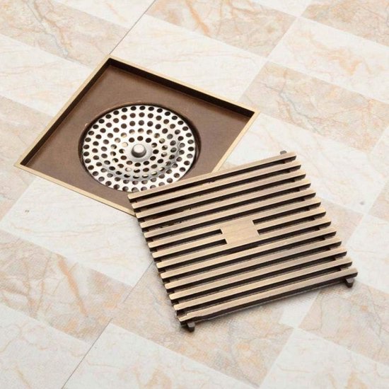 Vierkant Messing Afvoerputje 15×15 cm - Douche en Badkamer