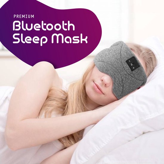 Bluetooth slaapmasker (premium) - Beste keuze - 100% verduisterend - Ultraplatte 'spons speakers' (perfect voor zijslapers) - Koel en ademend materiaal - Volledig verstelbaar - Excellente geluidskwaliteit - Batterij: 13 uur - Zwart