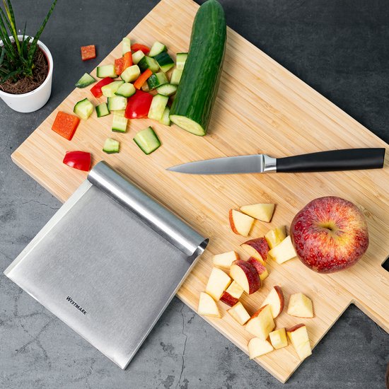 Midgreyeye 2 stuks bijgewerkte multifunctionele keukenschraper roostvrij staal met meetschaal deegsnijder deegschraper deegkaart deegspatel schraper keuken voor cake, pizza