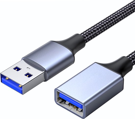 Qost - USB-A 3.0 Verlengkabel - 5Gbps - Male naar Female - Zwart - 2 Meter - Nylon
