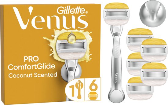 Gillette Venus Pro ComfortGlide Lames de rasoir de Coco pour Femme - Manche + 6 Lames de rasoir + Support de Douche