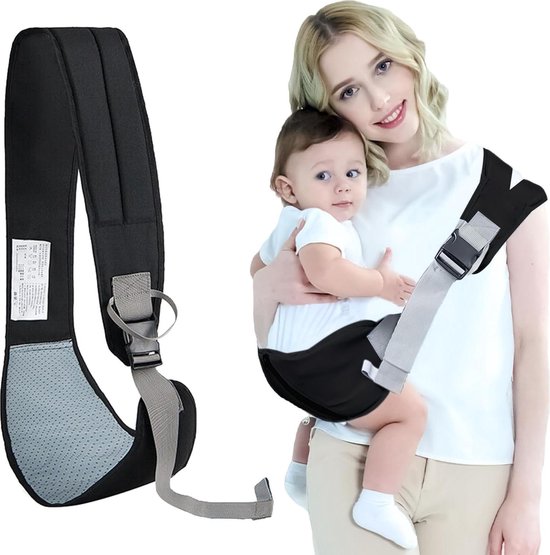 Bebamour Babydrager voor en rug met 2 schouderslabbetjes,Black Pro