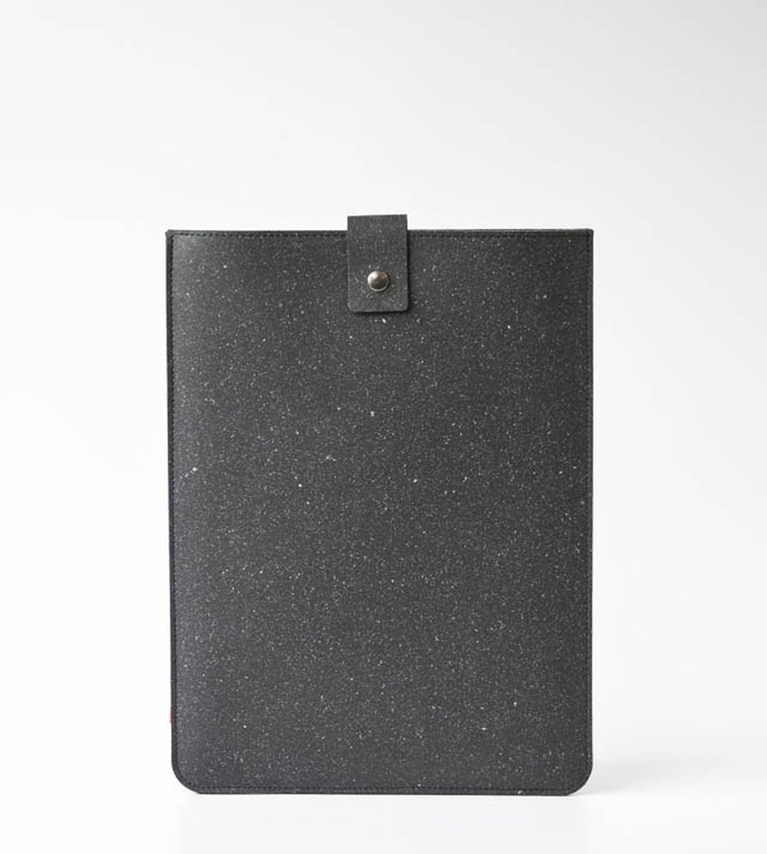 Laptop hoes NOUK -14 inch - Laptopsleeve - Gespikkeld Zwart - Gerecycled leer en gerecycled wolvilt - Duurzaam