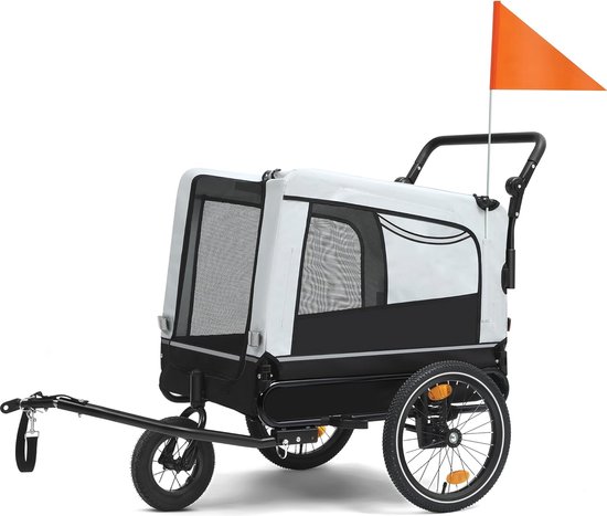 Sepnine Dog Trailer for Bicycle Bicycle Trailer with Reflector and Brake, 600D Oxford Canvas, Rain Protected, Maximum Load 40 kg (Light Brown/Black