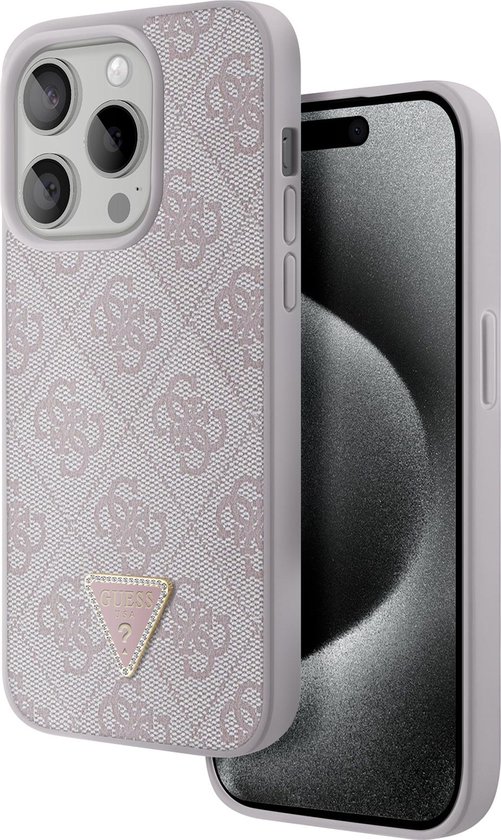 Guess 4G Triangle Logo Back Case voor Apple iPhone 15 Pro (6.1") - Roze
