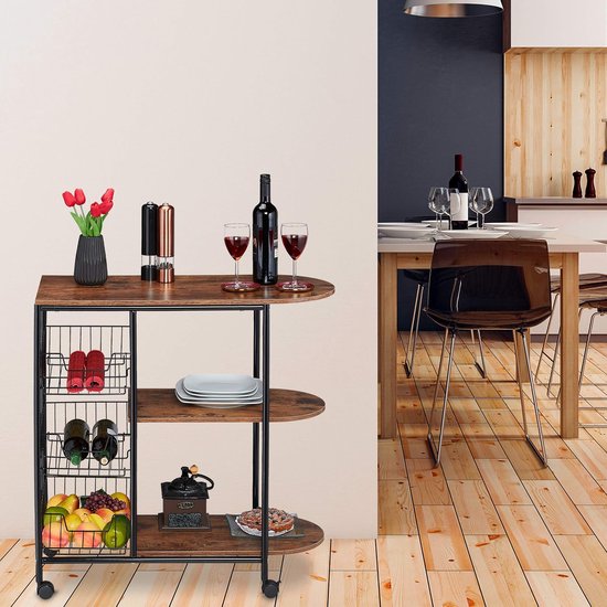 Relaxdays keukentrolley met lades - serveerwagen - wielen - bijzettafel
