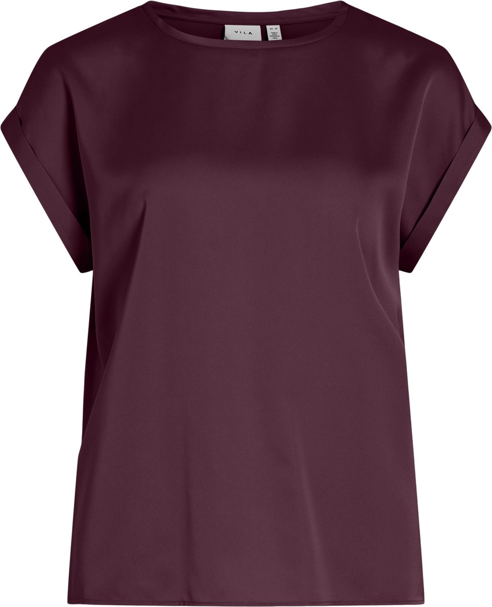 Vila T-shirt Viellette S/s Satin Top - Noos 14059563 Fig Dames Maat - 40