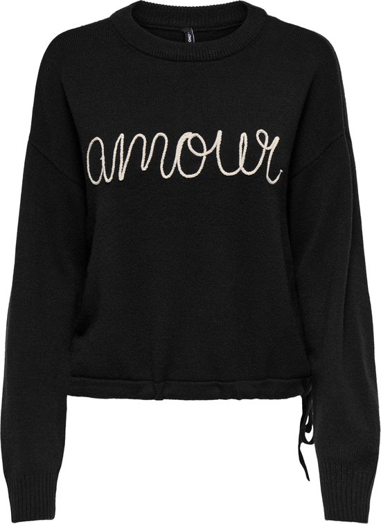 Pull Only Onlkatia Ls Text O-neck CC Knt 15350684 Noir/string Emb Taille Femme - L