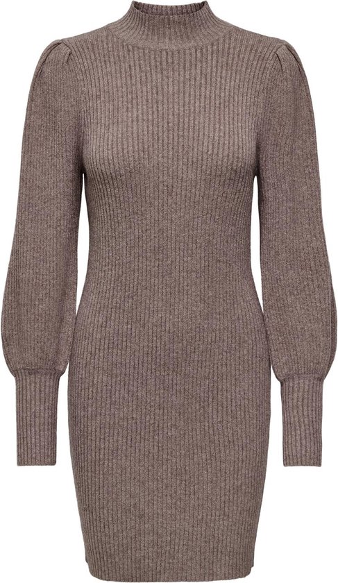 ONLY Onltalio Light Grey Melange Ls Stripe Rollneck Dress Knit