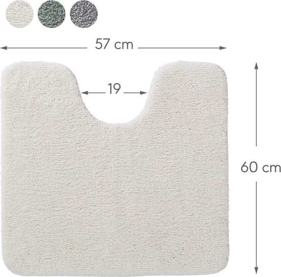 Sealskin Cosima - Tapis de toilette 57x60 cm - 100% Polyester recyclé - Blanc cassé