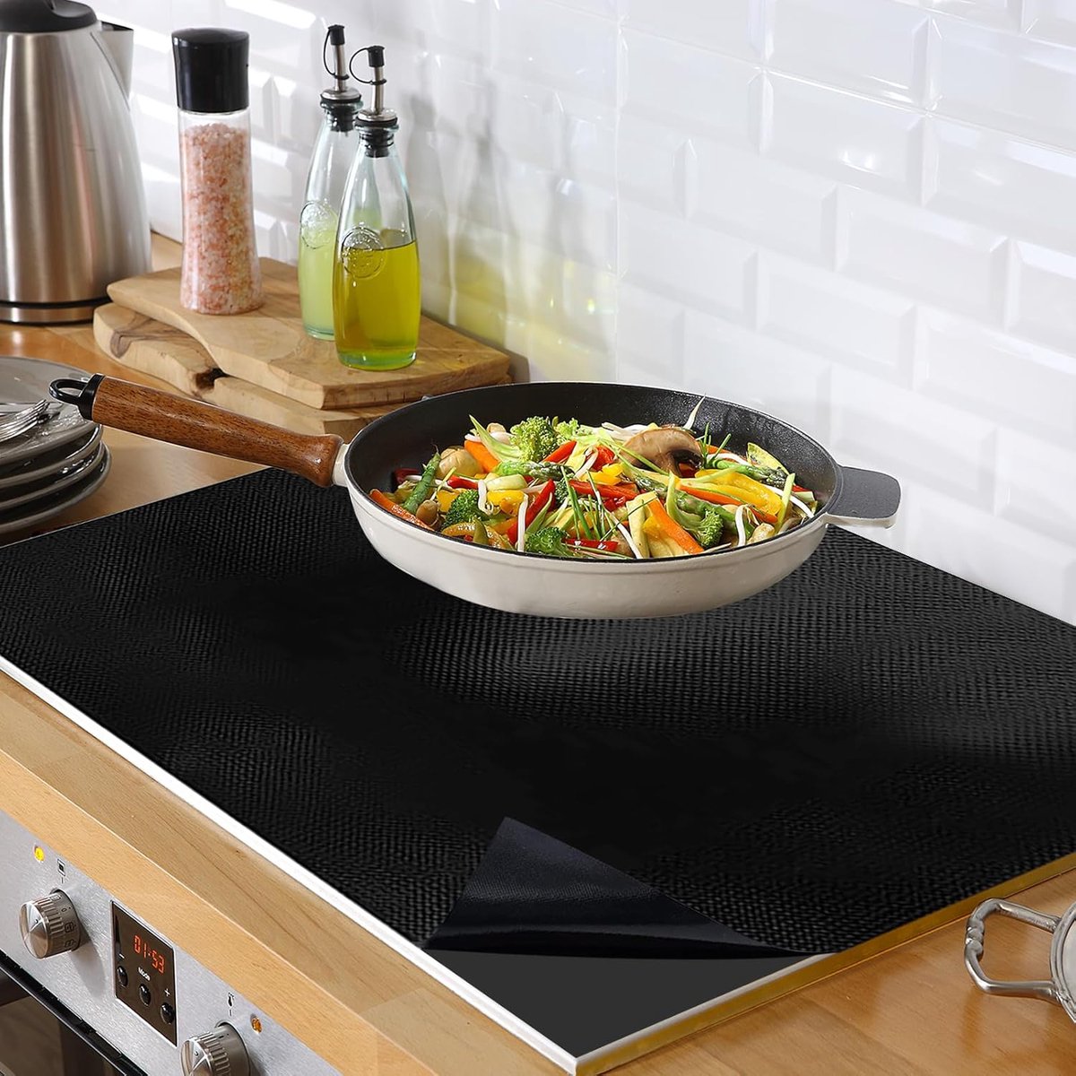 Grote inductie beschermmat 53 x 61 cm siliconen inductiekookplaat beschermingsmat (magnetisch) inductie kookplaat bescherming mat kookplaat krasbescherming kookplaat afdekking