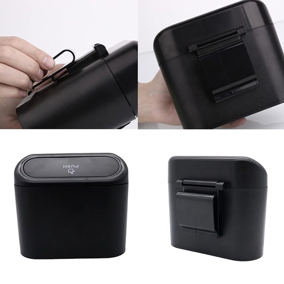 Goedkoopste Auto-prullenbak met deksel, 2-packs Universele mini-auto-prullenbak met, prullenbak voor auto, auto-organizer en opslag, auto-accessoires, kantoor (zwart