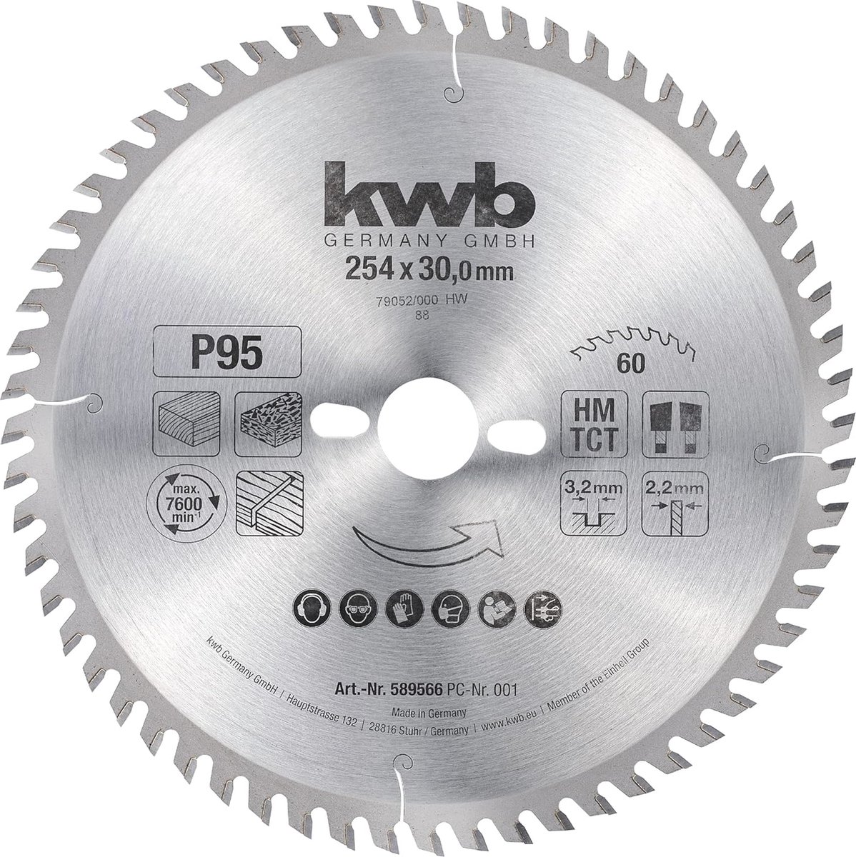 Cirkelzaagblad 254 mm - Zeer Fijn, Geschikt voor Hout en Gecoate Platen