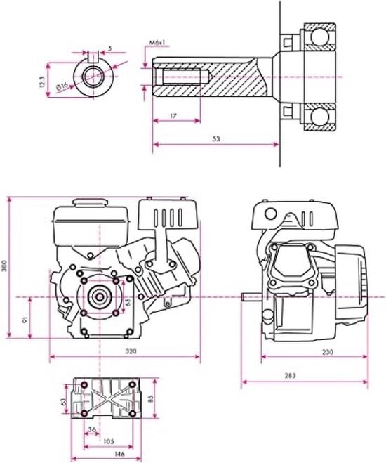 Gasoline Engine 3 PK 2,2 kW Motor Kart Aandrijfmotor 87 cc Luchtgekoeld ...