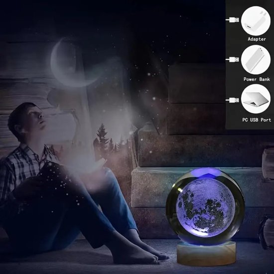 Jojoy - LED Bol - Tafellamp - Nachtlamp - Maanlamp - Space Lamp - Ruimte Lamp - LUMABALL van Jojoy — afbeelding 4