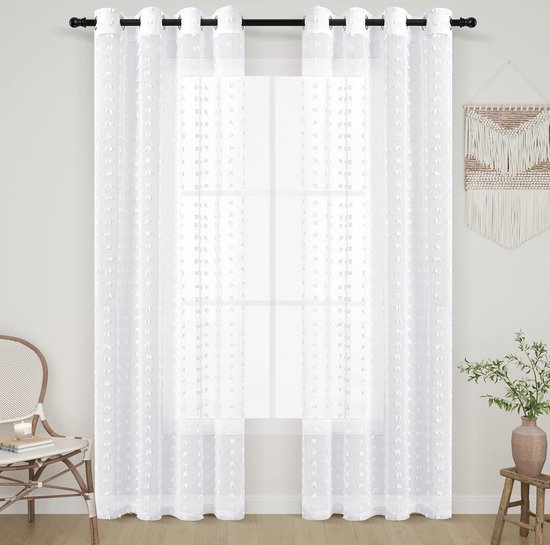 TOPICK Gordijnen met oogjes, eenkleurig, gordijnen voor woonkamer, kinderkamer, meisjes, slaapkamer, roze transparant, doorzichtig, landelijke stijl, moderne raamgordijnen, set van 2, 210 x 140 cm (h