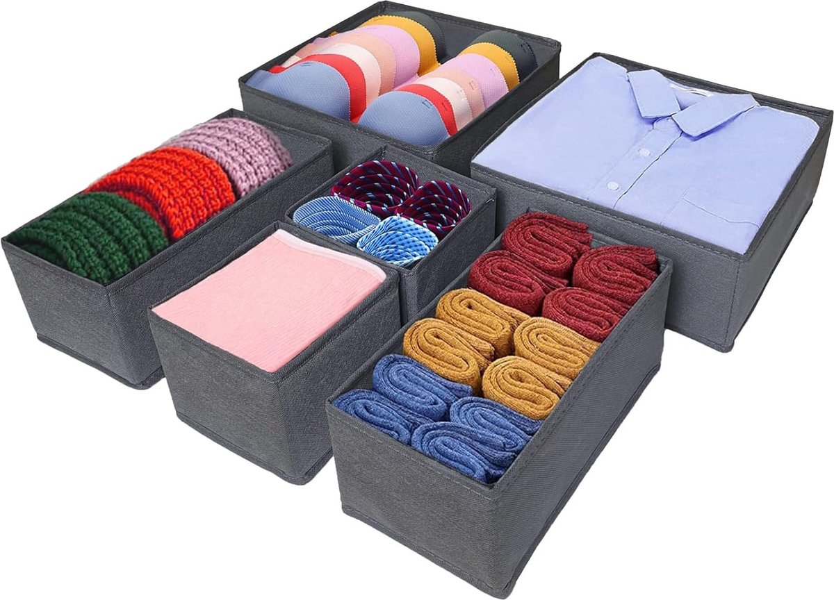 6-Delige Opvouwbare Organizer Set voor Kledingkasten en Ladeopslag