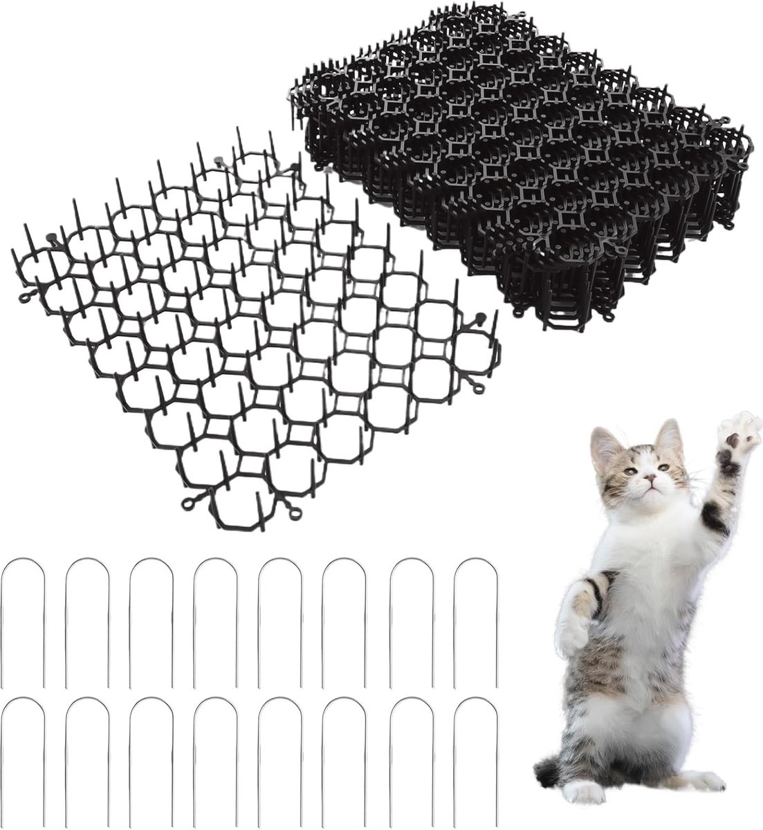 Doornrooster voor Kattenafweer - 24 Stuks, Flexibele Dierenafweermat met 16 Spikes voor Tuin en Binnengebruik