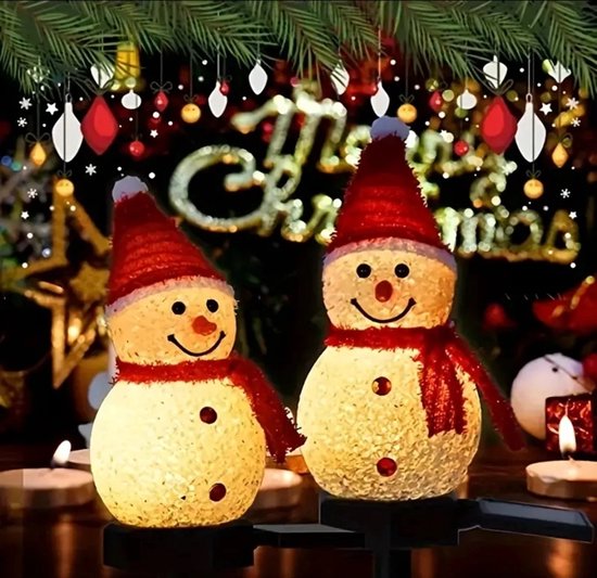 Gabrys le nouveau bonhomme de neige décoration de Noël - lampe de sol à énergie solaire - éclairage extérieur - Noël - neige - étanche - éclairage de jardin - LED Solaire - décoration pour Noël - lampe à gazon - extérieur - 1 pièce